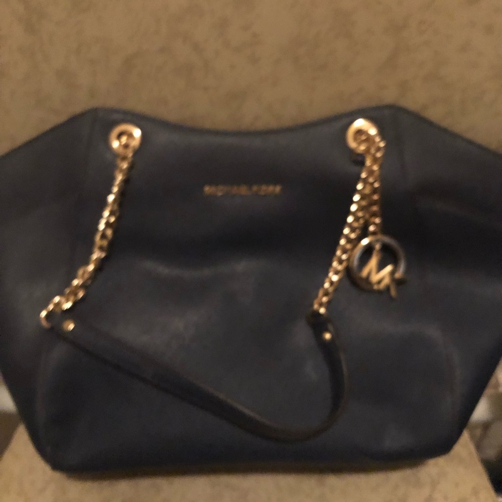 Black Friday sale!!Michael Kors Navy Shoulder Bag with Gold Accents